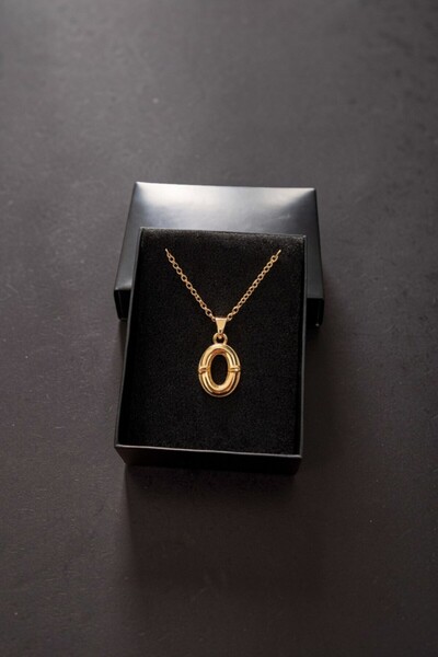 BEKAZEN O Harfli Balon Harf Kolye Kadın Altın Renk Çelik Zincirli Minimal Har...