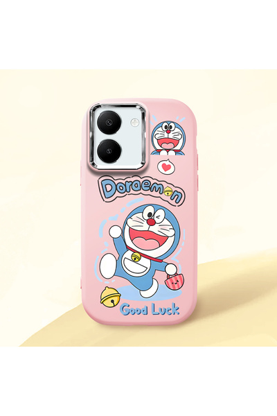 CHICASELUX هاتف دورايمون من السيليكون الناعم باللون الوردي مع حماية للكاميرا ...