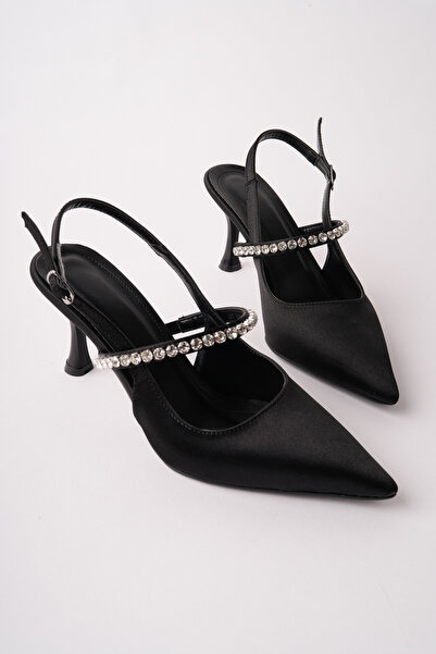 RoseVeno Ženska crna satenska Sa kamenčićima nova sezona Cipele sa štiklom