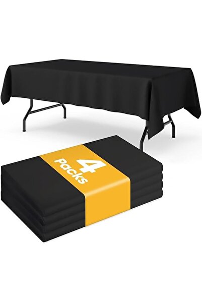 Arabest 4 Pack Black Disposable Tablecloths, 54x108 Inch Rectangle Polyester ...
