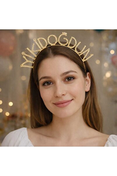Happyewent Gold Happy Birthday Crown with Stones – Sparkling Birthday Party C...
