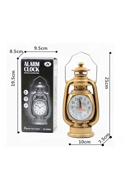 Saatwa Nostalji Gaz Lambası Figürlü Mini Dekoratif Alarmlı Masa ve Duvar Saati