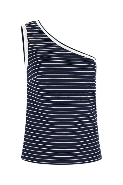Guess Women's Alph Top T-Shirt - Navy Blue/White Striped