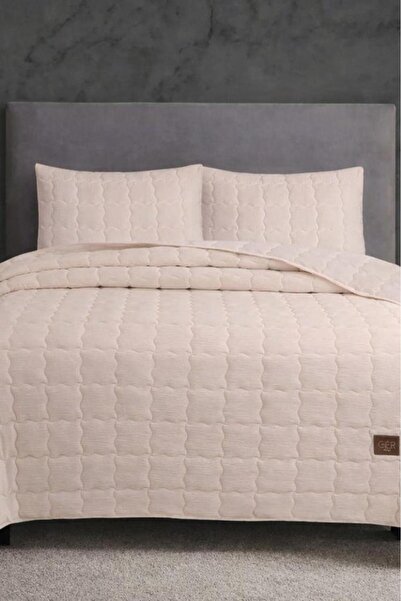 Çeyiz Diyarı Cher Quilted Piece 240X260Cm Double Bedspread Beige