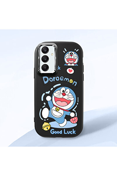 CHICASELUX هاتف دورايمون من السيليكون الناعم باللون الأسود مع حماية للكاميرا ...