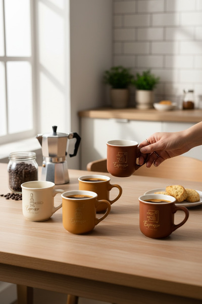 Bereketli Store 6’lı Porselen Espresso Fincanı 100 ml – Şık Sunum Fincanı Takımı