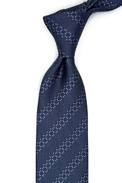 Kravatkolik Classic Tie with Smoked Stripe Pattern Handkerchief Kk13465