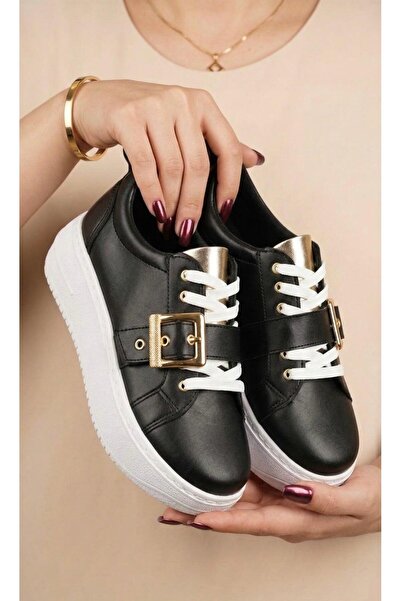 NOVELLAM SHOES لوسي وايت حزام ذهبي بتفاصيل ذهبية يوميًا طبي حذاء رياضي