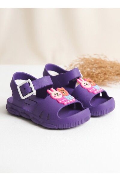 Xilway Lila Erkek/Kız Çocuk Kaydırmaz Taban Hayvan Figürlü Günlük Rahat Yazlı...