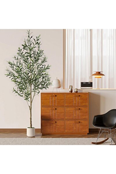 BESTONE شجرة زيتون صناعية قابلة للإزالة بقضيب مفرد - 182 سم، لون أخضر واقعي، ...