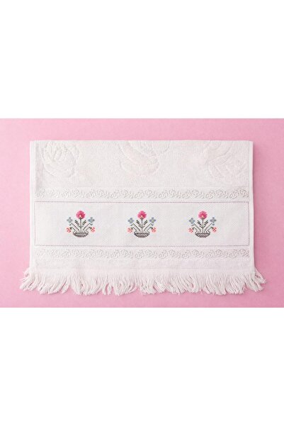 Vipfoni Çeyizlik Hand Embroidered K Velvet Etamin Kitchen and Oven Towel - M2