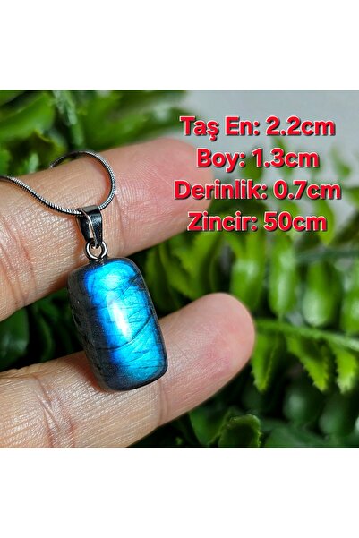 Singincraft Labrodit Steel Chain Natural Stone Necklace - 3 - (Handmade Design Products)