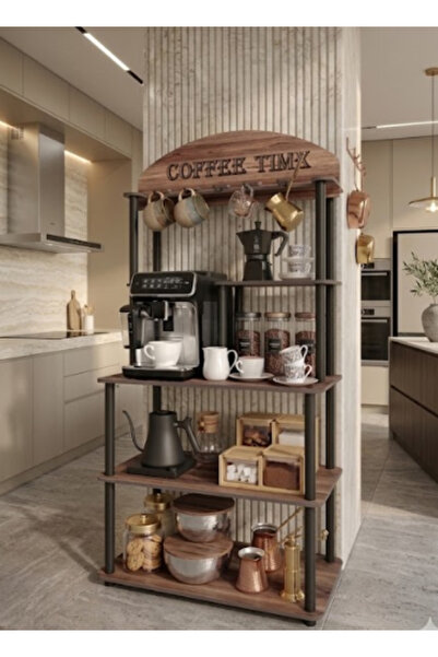 MESSER HOME STYLE MESSER Dekoratif Çok Amaçlı Kahve Köşesi Dolabı CEVİZ 39 Cm...