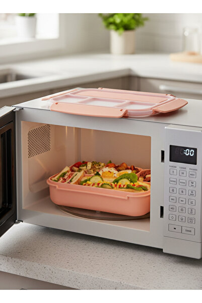 Generic Premium 4-Compartment Bento Lunch Box – Leak-Proof & BPA-Free – Peach...