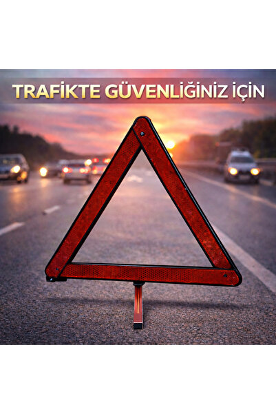 Mega Oto Market Metal Ayaklı Üçgen Reflektör- Plastik Kutulu Katlanabilir