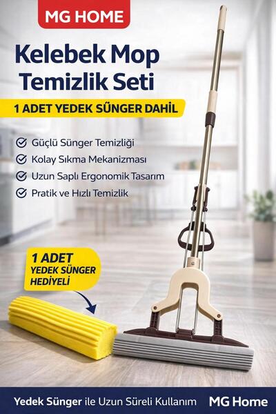 VENON 1 YEDEKLİ ❤️ Kendinden Sıkmalı Kelebek Mop 💧 Banyo Temizlik En İyisi S...