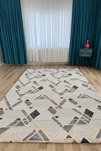 Sarar 6 m² LASTİKLİ Halı Örtüsü Vers Üçgen Desen