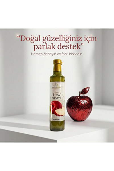Nova Vital Elma Sirkesi (500 ml) | Doğal Fermente, Sirke Analı ve İlave Şekersiz
