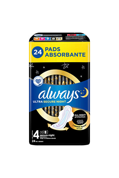 Always Ultra Night, absorbante igienice, marime 4, 24 buc