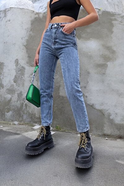 Livik Carco Kar Yıkama Stretch Fabric High Waist Denim Mom Jeans S Boyfriend ...