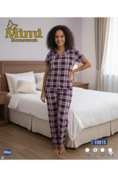 Mimi Homewear Καρό Βουργουνδί Σετ Πιτζάμες