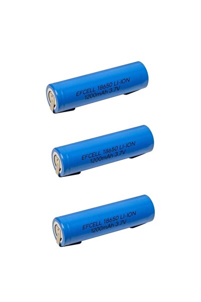 Temiz Pazar 3 Adet 18650 3.7 Volt 1800 Mah Lithium Li-ion Puntali Mavi Pil (B...
