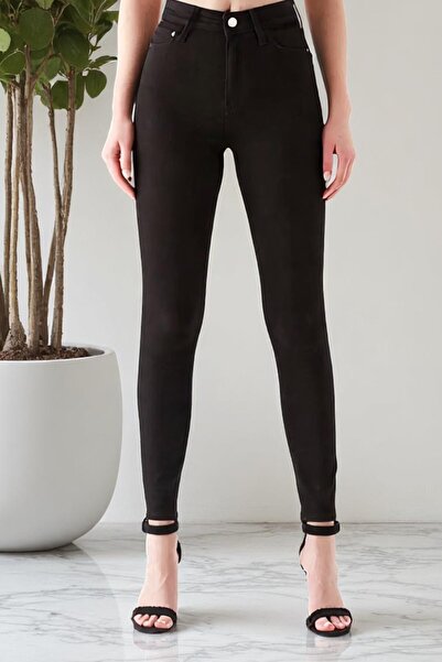 Livik Oliva Women's High Waist Stretch Fabric Black Narrow Leg Pants Skinny J...