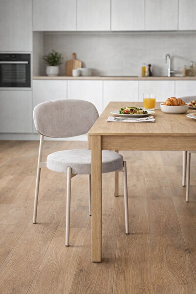 MARIA HOMES Modern Yellow Upholstered Dining Chair with Metal Legs Comfortabl...