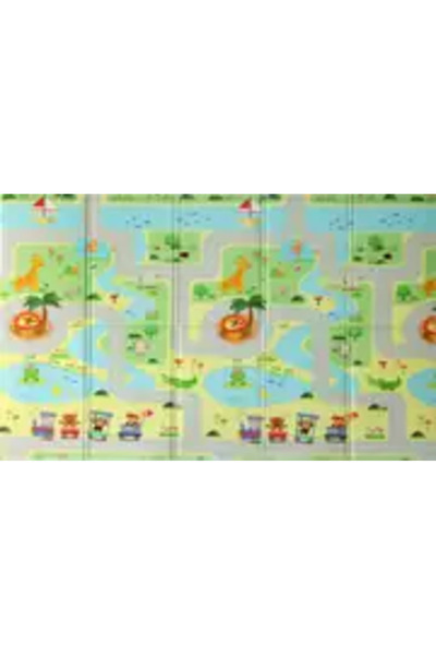 Coolmats Katlanabilir Çocuk Oyun Matı - Yeşil Parkur - 200x130 Cm