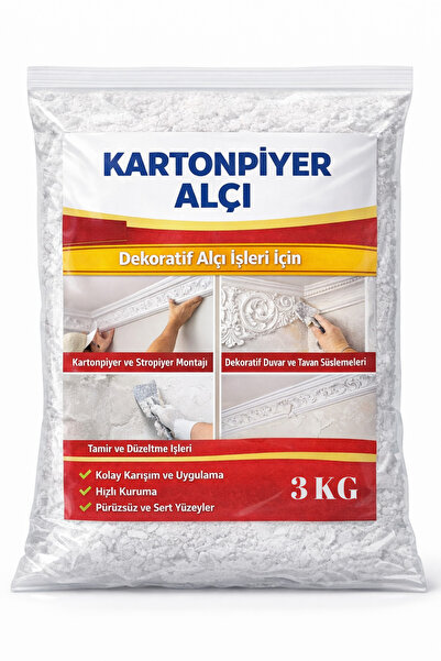 NVT YAPI İNŞAAT Çabuk Donan Alçı (KARTONPİYER ALÇISI) 3KG (açık alçı poşetlen...
