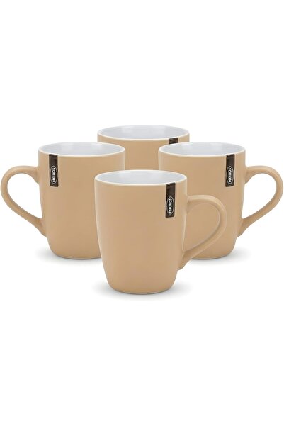 Feelings Ceramic Mug 4 pcs set - 2 tone Beige