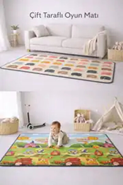 Coolmats 200x140x1.5 Cm Yeşil Parkur - Bulutlar Dağlar Rulo Oyun Matı