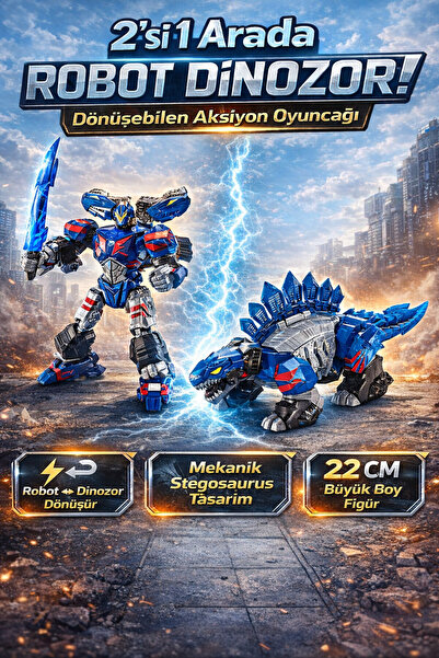 TRENDZONE Dönüşebilen Robot Dinozor Oyuncak 22cm – Transformers Robot ve Dino...