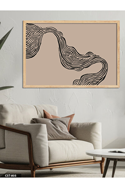 Evinemoda Linear Pattern One-Piece Wooden Framed Painting