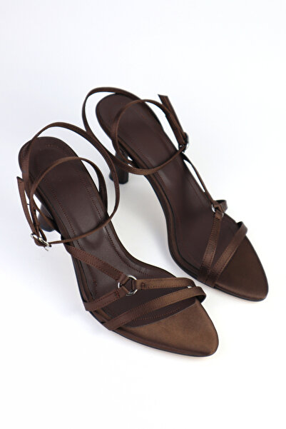 wolfcity Women's Satin Ankle Strap Heels Sandals