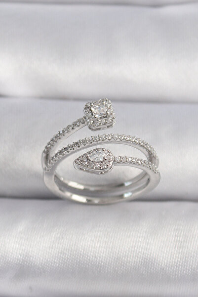 Lisinya Brass Silver Color Zircon Stone Arrow Model Vip Series Women's Ring -...