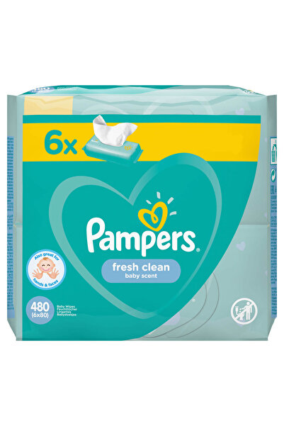 Pampers Fresh Clean, servetele umede, pentru copii, 6x80 buc