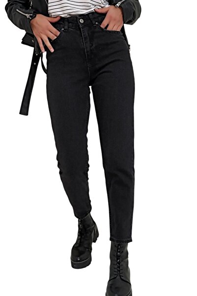 Livik Setro Black Sa likrom Ženske Visok struk Denim Mom farmerke s Boyfriend...