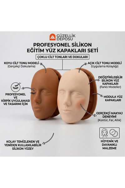 Güzellik Deposu Pofesyonel Silikon Eğitim Yüzü Seti - Kalıcı Makyaj, İpek Kir...