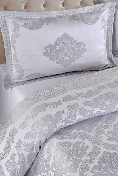 BİRHOME Vanetta Pano Jakarlı Çift Kişilik Modern Yatak Örtüsü Takımı 3 Parça 240x260cm