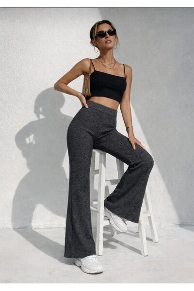 KİM Kİ O Women's Seasonal Casual Soft Fabric with Flared Line Waist Elastic