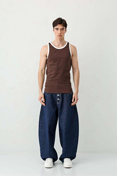 VAMOSCLO Oversized Askılı T-Shirt Brown