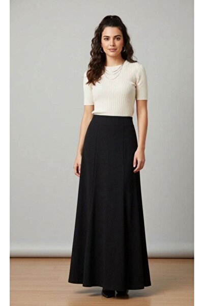 papilla Kadın siyah Büyük Beden Parçalı Etek 8859