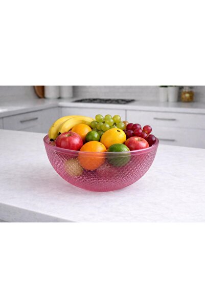 Alika Tekstil ve Ev Gereçleri 4 Litre Şeffaf Pembe Sunum Kasesi – BPA’sız, Ço...
