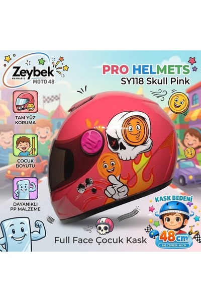 Free-M ZeybekMoto48 Çocuk Kaskı Pro Helmets SY118 Full Face Çocuk Kaskı (48cm)