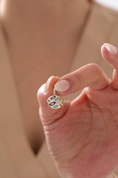 YAVUZ KUYUMCULUK 14 Ayar Altın Mineli Balık Kolye Ucu