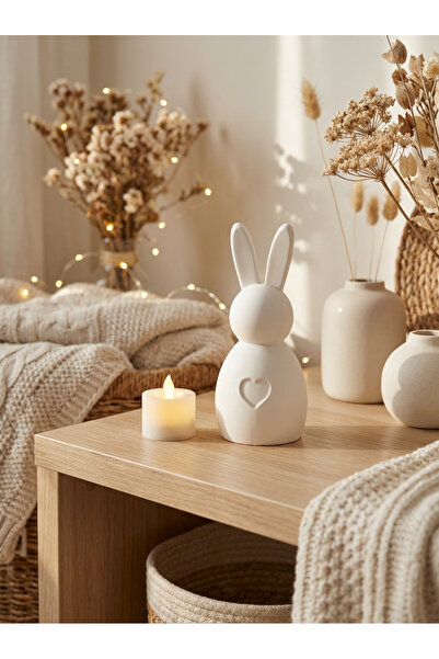 Pienar PML-003 Tavşan Mumluk Dekor | LED Mum Uyumlu Dekoratif Biblo