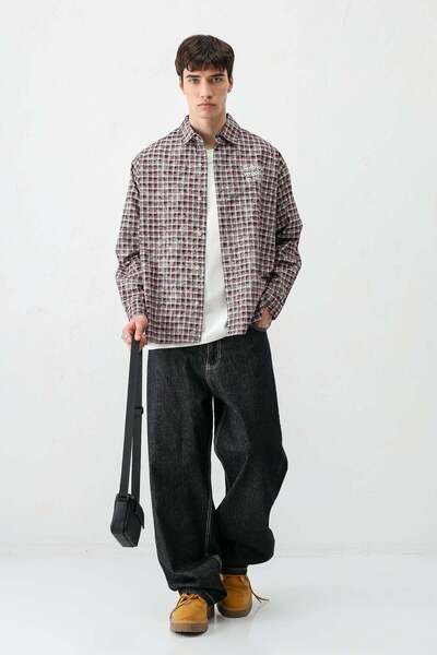 VAMOSCLO Long Sleeve Checked Shirt Black