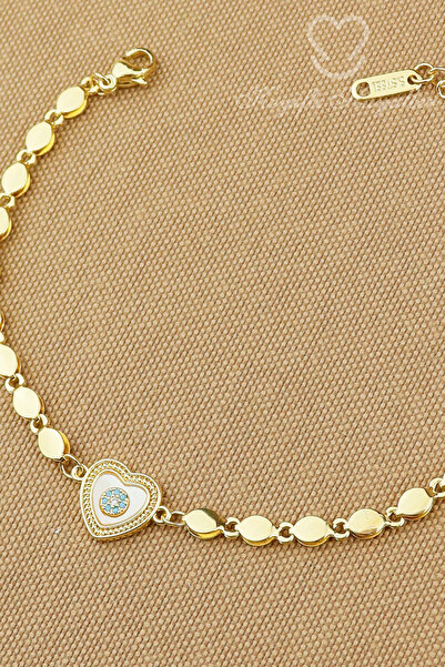 Keyifli Hayaller %100 Çelik 316L Kalp Oval Arpa Zincir Bileklik Modern Gold Ç...