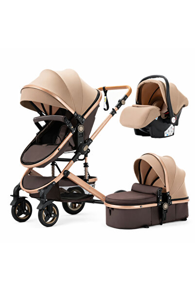LEIHMANN Carucior 3 in 1 + scoica crem cu maro